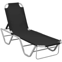 Helloshop26 - Sonnenliege Deckstuhl Sonnenbett Gartenbett Terrassenmöbel Aluminium und schwarzes Textilene 02_0012254