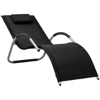 Helloshop26 - Sonnenliege Deckstuhl Sonnenbett Gartenbett Terrassenmöbel Textilene schwarz und grau