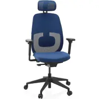 Hjh OFFICE Profi Bürostuhl Skandis Pro Ergonomischer Schreibtischstuhl mit Armlehnen (höhenverstellbar) Stoff / Netzstoff Blau Drehstuhl für Büro, Zuhause