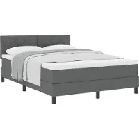 vidaXL Boxspringbett mit Matratze Dunkelgrau 140 x 190 cm Stoff