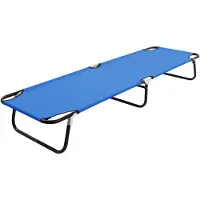 Helloshop26 - Sonnenliege Deckstuhl Sonnenbett Gartenbett Terrassenmöbel klappbare Gartenmöbel blauer Stahl 02_0012865