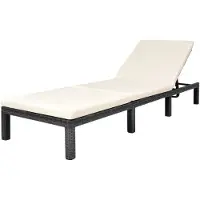 Helloshop26 - Sonnenliege Deckstuhl Sonnenbett Gartenbett Terrassenmöbel mit Kissen schwarzes Kunstharzgewebe 02_0012525