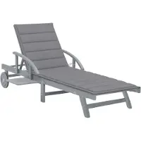 Helloshop26 - Sonnenliege Deckstuhl Sonnenbett Gartenbett Terrassenmöbel mit Kissen massives Akazienholz 02_0012406