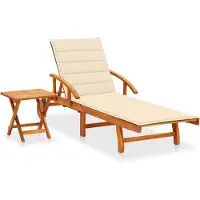 Helloshop26 - Sonnenliege Deckstuhl Sonnenbett Gartenbett Terrassenmöbel mit Tisch und Kissen Akazienholz 02_0012629