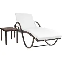 Helloshop26 - Sonnenliege Deckstuhl Sonnenbett Gartenbett Terrassenmöbel mit Kissen und Tisch braunes Kunstharzgewebe 02_0012452