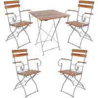 Mojawo Biergarten Set Klapptisch + 2 Klappstühle mit Armlehnen Akazie 70x70cm