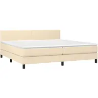 Syfax Boxspringbett mit Matratze Creme 200x200 cm Stoff