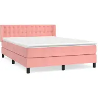 Syfax Boxspringbett mit Matratze Rosa 140x190 cm Samt