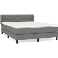 Syfax Boxspringbett, atmungsaktiver Stoff, Taschenfederkernmatratze, Matratzenauflage, höhenverstellbares Kopfteil, 140x200 cm, Dunkelgrau