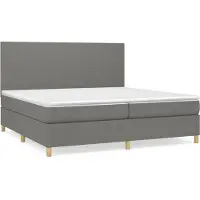 Syfax Boxspringbett mit Matratze Dunkelgrau 200x200 cm Stoff