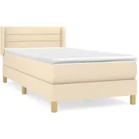 Syfax Boxspringbett mit Matratze Creme 80x200 cm Stoff