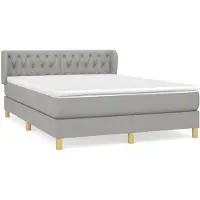 Syfax Boxspringbett mit Matratze Hellgrau 140x200 cm Stoff