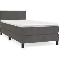 Syfax Boxspringbett mit Matratze Dunkelgrau 90x200 cm Samt
