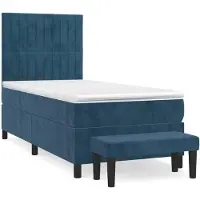 Syfax Boxspringbett mit Matratze Dunkelblau 100x200 cm Samt