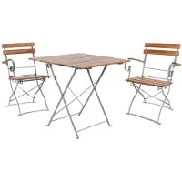 Mojawo Biergarten Set Klapptisch + 2 Klappstühle mit Armlehnen Akazie 70x70cm