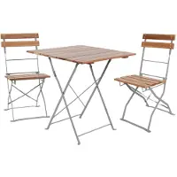 Mojawo 3-tlg Biergartenmöbel Bistroset Balkonset Klapptisch + 2 Klappstühle