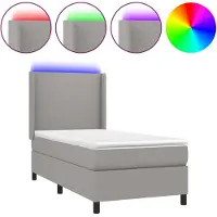 Syfax Boxspringbett mit Matratze & LED Hellgrau 90x190 cm Stoff
