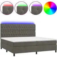 Syfax Boxspringbett mit Matratze & LED Dunkelgrau 200x200 cm Samt