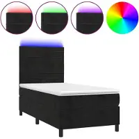 Syfax Boxspringbett mit Matratze & LED Schwarz 90x190 cm Samt