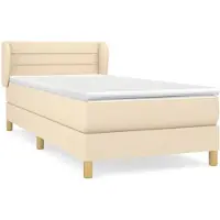 Syfax Boxspringbett mit Matratze Creme 90x200 cm Stoff