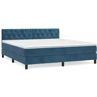 Syfax Boxspringbett mit Matratze Dunkelblau 160x200 cm Samt