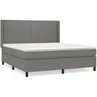 Syfax Boxspringbett mit Matratze Dunkelgrau 180x200 cm Stoff