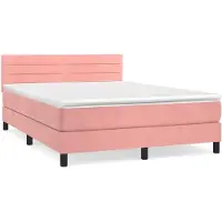 Syfax Boxspringbett mit Matratze Rosa 140x190 cm Samt