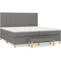 Syfax Boxspringbett mit Matratze Dunkelgrau 200x200 cm Stoff