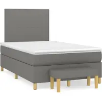 Syfax Boxspringbett mit Matratze Dunkelgrau 120x200 cm Stoff