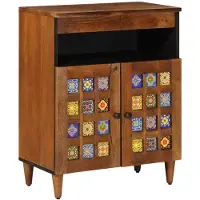 vidaXL Sideboard mit Speicher Walnuss 60 x 33 x 75 cm Massivholz Mango