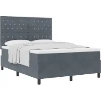 vidaXL Boxspringbett mit Matratze Dunkelgrau 140 x 200 cm Samt