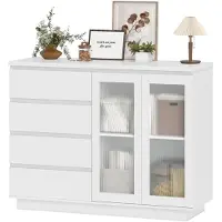 HOMCOM Sideboard-120L x 40B x 91H cm-Weiß | Gr.: onesize