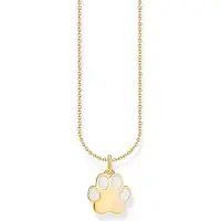 Thomas Sabo Kette mit Pfoten-Anhänger und weisser Emaille vergoldet