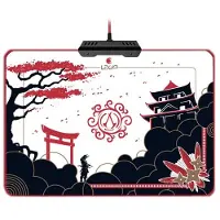 Lexip x Ubisoft - Beleuchtetes Mousepad - mikro-texturierte harte Oberfläche - Assassin's Creed Shadows - weiß, Schwarz, Gold, Rot