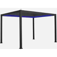 Sweeek - Pergola mit motorisiertem Lamellendach und LED-Beleuchtung Triomphe 3x4m - Anthrazit