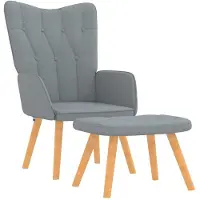 vidaXL Relaxsessel mit Hocker Hellgrau Stoff
