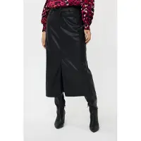 Esqualo Skirt Long Split Vegan Leather Black Größe: 36 | Lederröcke Outlet | Damen | Schwarz