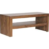 FineBuy Couchtisch Sheesham Massivholz 110cm - Rechteckiger Wohnzimmertisch Ablagefach - Handgefertigter Sofatisch aus Echtholz im Landhaus Design