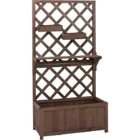 MCW Hochbeet MCW-P68, Pflanz-/Blumenkasten Rankgitter Rankhilfe Ablage Hängekästen Holz MVG 135x70x30cm braun