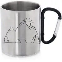 Orion Edelstahl-Reisebecher mit Karabinerhaken, 350 ml
