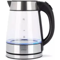 Livoo DOD199, 1,7 l, 2200 W, Schwarz, Edelstahl, Transparent, Glas, Edelstahl, Wasserstandsanzeige, Überhitzungsschutz