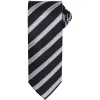 Premier Mens Waffle Stripe Formal Business Tie (Schwarz/Dunkelgrau)