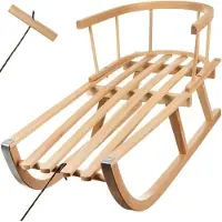 Kruzzel 25217 Vollholzschlitten mit Rückenlehne und Zugschnur, 90 cm