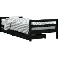 Syfax Kinderbett mit Schubladen Schwarz 90x200 cm Massivholz Kiefer