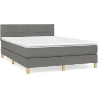 Syfax Boxspringbett mit Matratze Dunkelgrau 140x190 cm Stoff