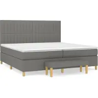 Syfax Boxspringbett mit Matratze Dunkelgrau 200x200 cm Stoff