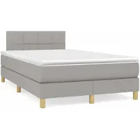 Syfax Boxspringbett mit Matratze Hellgrau 120x200 cm Stoff