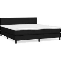 Syfax Boxspringbett, höhenverstellbares Kopfteil, Taschenfederkernmatratze, mittelharter Stoff (100% Polyester), 160x200 cm, Schwarz