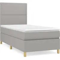 Syfax Boxspringbett mit Matratze Hellgrau 100x200 cm Stoff