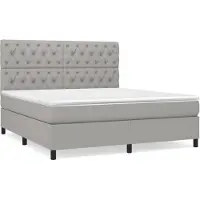 Syfax Boxspringbett mit Matratze Hellgrau 160x200 cm Stoff